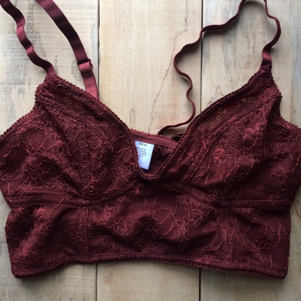 NWOT Sexy Wine Dark Rust Colored Lace Bralette